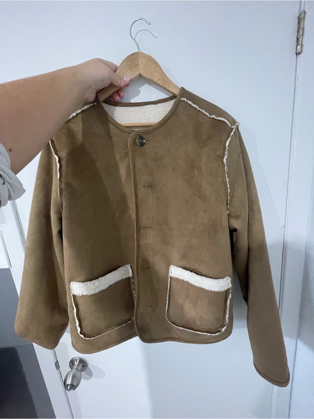 Tan Faux-Suede Jacket reversible with Sherpa XL